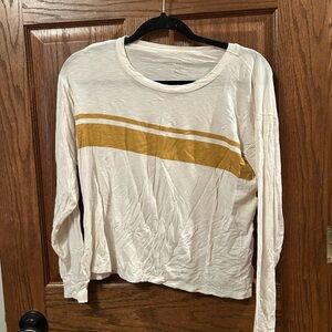 American Eagle Cream and Mustard Long Sleeve Top